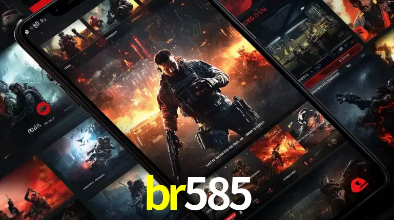 Tela de um celular exibindo uma galeria de jogos de tiro com temática militar, mostrando a variedade de e-sports disponíveis para apostas na plataforma de entretenimento br585.